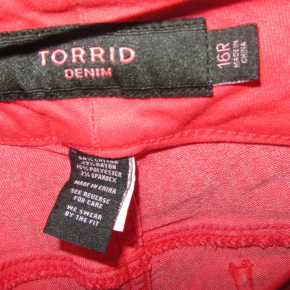 Size 16 Plus Size Torrid Cropped Jeggings - Blood Orange Wash Pants Stretch! - Picture 5 of 6